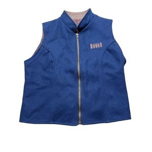 Classic Rodeo Wool Blend Men's MEDIUM Navy Blue Vest Belted Back Paisley Inside